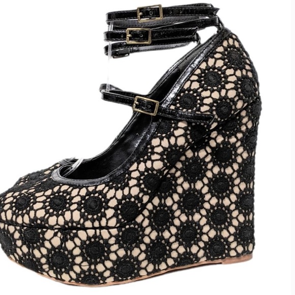 FARYL by farylrobin x Free People Cambridge Crochet Lace Platform Wedges - Picture 2 of 6